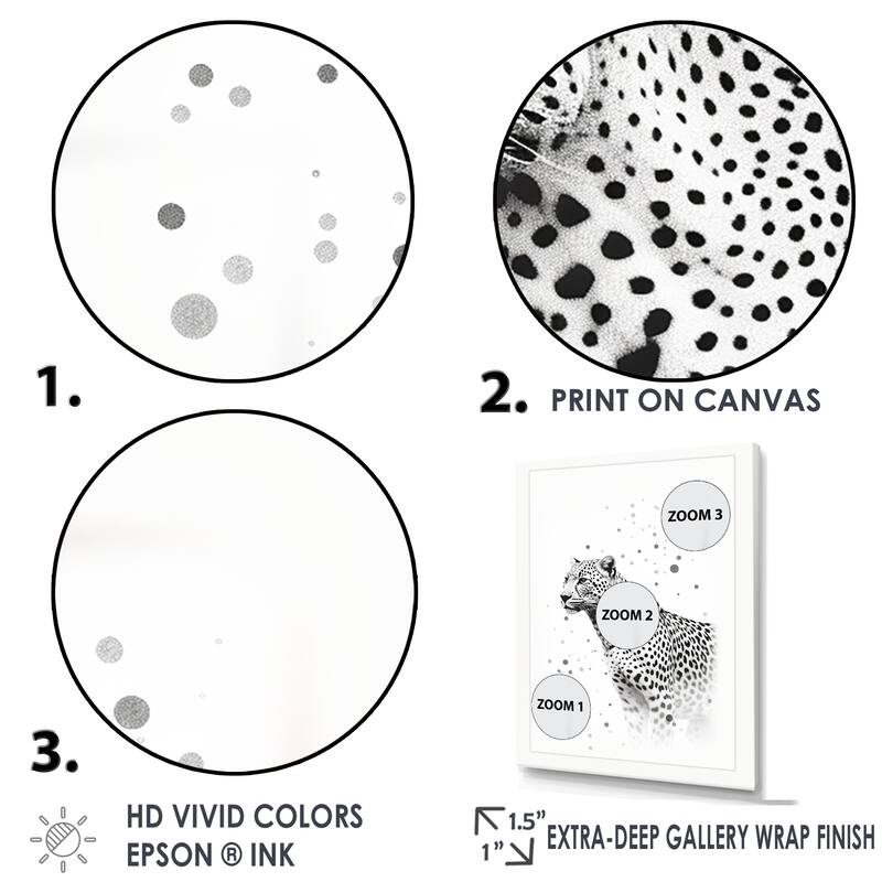 Designart "Minimalism Black And White Leopard Portrait" Animals Leopard